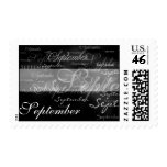 Black And White September Wedding Postage Stamp
