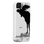 Black and White Silhouette Vintage Moose Wolf Case-Mate iPhone 4 Cases