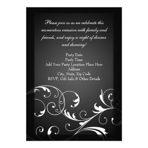 Black and White Silver Champagne Photo Anniversary Personalized Invitation
