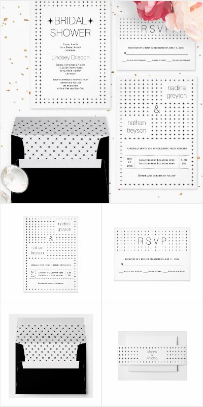 Black and white simple geometric pattern wedding