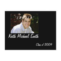 Black and White Simplistic Grad Photo Card Postcards