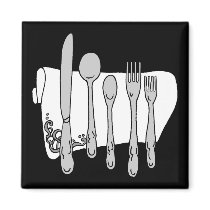 Black and White Siverware Design magnets