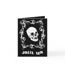 Black and White Skull Halloween Party Invitation cards by hummingbirdcake Black and White Skull Halloween Party Invitation cards