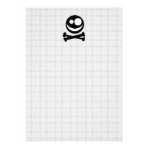 Black and White Skull. On Gray Check. Personalized Invitations