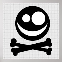 Black and White Skull. On Gray Check. Posters