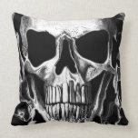Black and white skull throw pillow