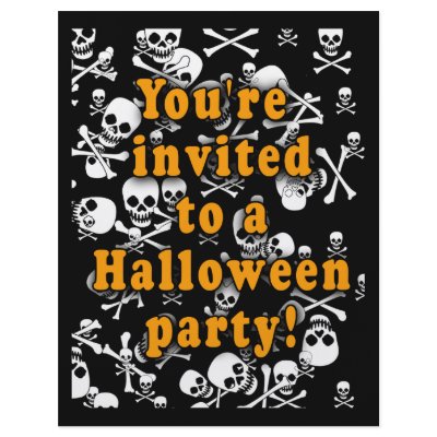 Black and White Skulls Party Invitations Custom Flyer by HalloweenFun. Black and white skulls design on party invitations! Customise these party invitations 