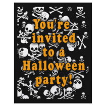 Black and White Skulls Party Invitations flyers by HalloweenFun Black and White Skulls Party Invitations flyers