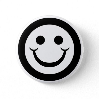 BLACK AND WHITE SMILEY FACE PINS by dgpaulart. Black and white smiley face.