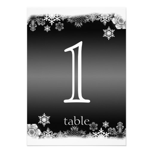 Black and White Snowflake Anniversary Table Number Personalized Announcement