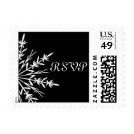 Black and White Snowflake RSVP Wedding Postage