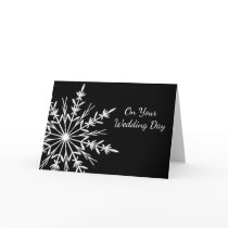 Black and White Snowflake Second Wedding Card