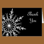 Black and White Snowflake Thank You Note Card cards
