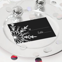 Black and White Snowflake Wedding Place Cards Business Card Templates