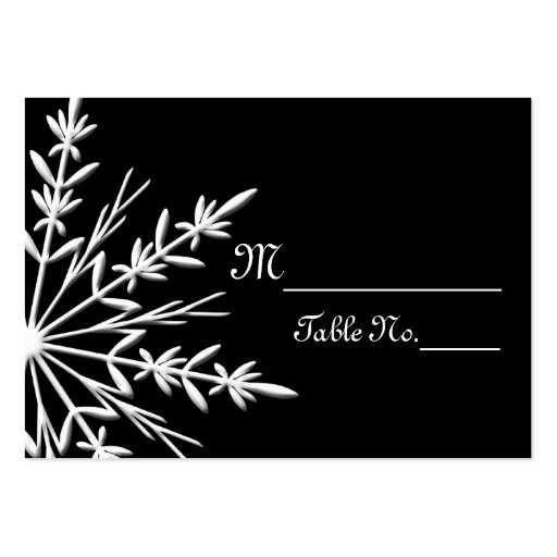 Black and White Snowflake Wedding Place Cards Business Card Templates (front side)