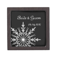 Black and White Snowflake Winter Wedding Gift Box Premium Keepsake Boxes