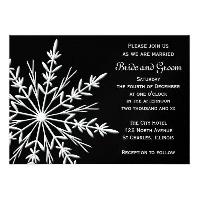 Black and White Snowflake Winter Wedding Invite