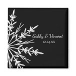 Black and White Snowflake Winter Wedding Magnet