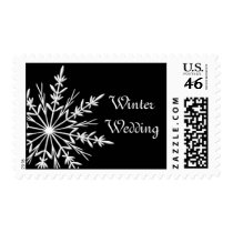 Black and White Snowflake Winter Wedding Postage