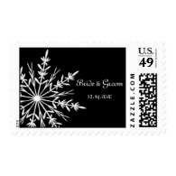 Black and White Snowflake Winter Wedding Postage