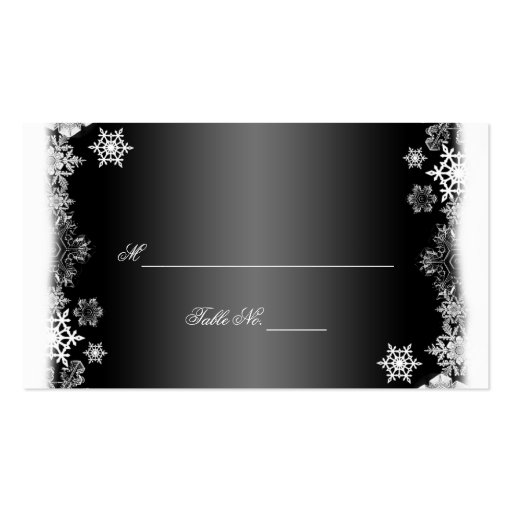 Black and White Snowflakes Wedding Place Cards Business Cards (front side)