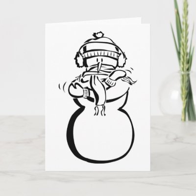Black and White Snowman Illustration Cards