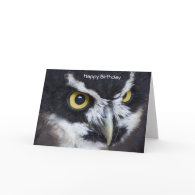 Black and White Specacled Owl Birthday Cards