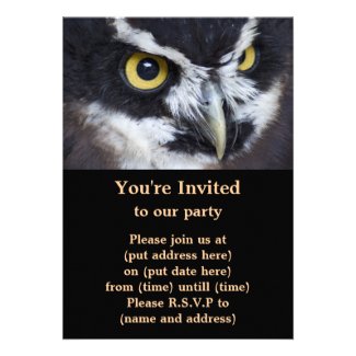 Black and White Specacled Owl Custom Invitations