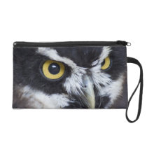 Black and White Specacled Owl Wristlet