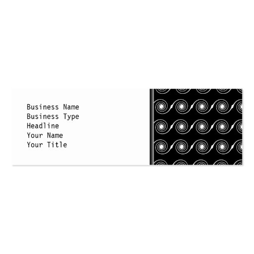 Black and White Spiral Swirl Pattern. Business Card Templates (front side)