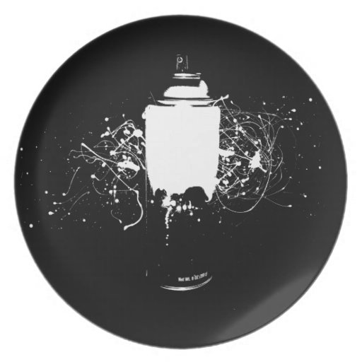 Black and White Spray Paint Can Splatter Art Plate Zazzle