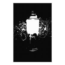 Black and White Spray Paint Can Splatter Art Stationery Paper