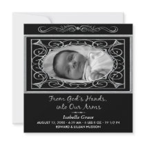 Black and White Square Birth Annoucement Custom Invites