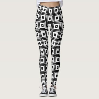 Black and White Squares Abstract Pattern Leggings
