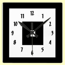 Black and White Squares wall clocks