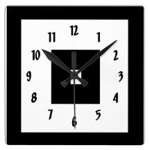 Black and White Squares Square Wall Clocks