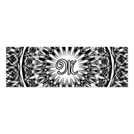 Black and White Star Flower Monogram M Business Card Template (front side)