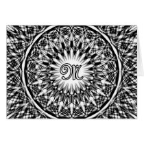 Black and White Star Flower Monogram M Card