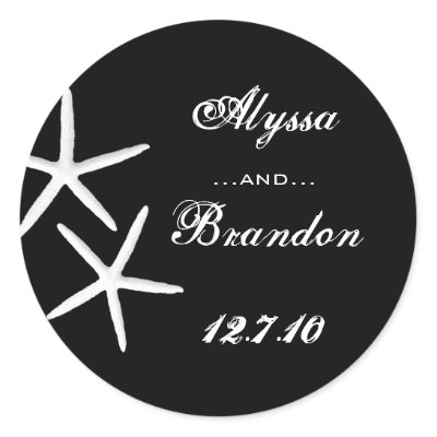 Black and White Starfish Favor Stickers