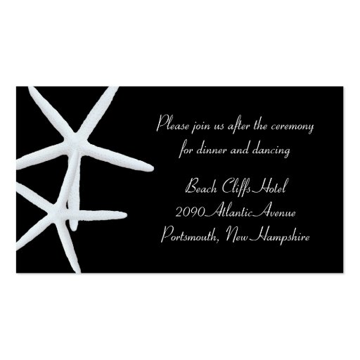 Black and White Starfish Reception Venue Enclosure Business Card Template (front side)