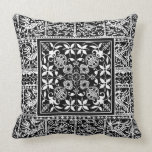 Black and White Striking Renaissance Lace Pattern pillows