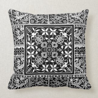 Black and White Striking Renaissance Lace Pattern mojo_throwpillow