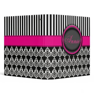 Black and white stripe and pattern binder