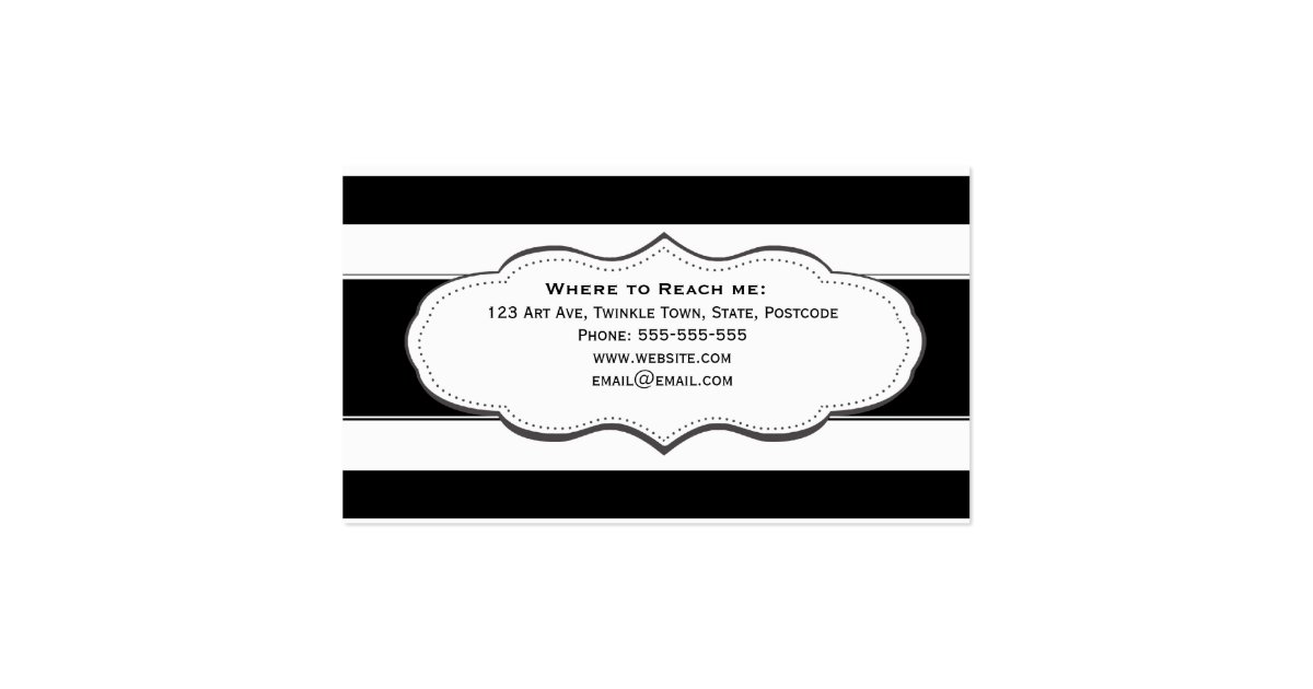black and white stripe business cards