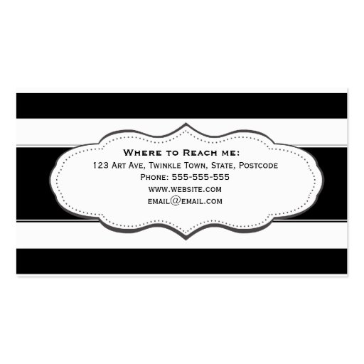 Black and White Stripe Business Cards (back side)