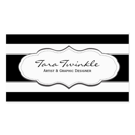 Black and White Stripe Business Cards (front side)