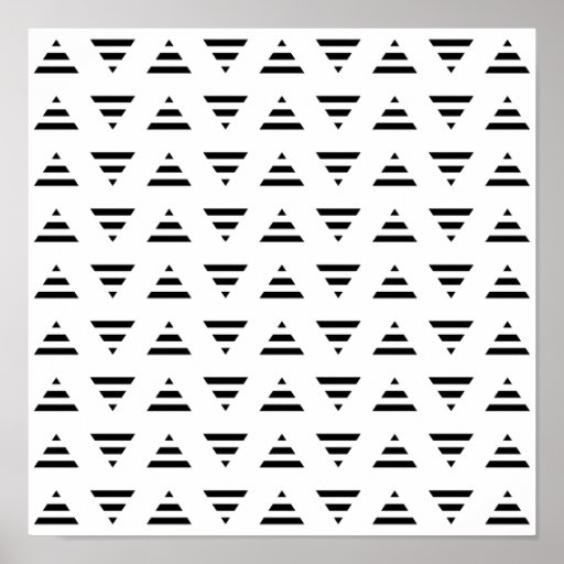 Black and White Stripe Triangles Pattern. Poster Zazzle