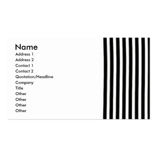 Black and white striped business card
