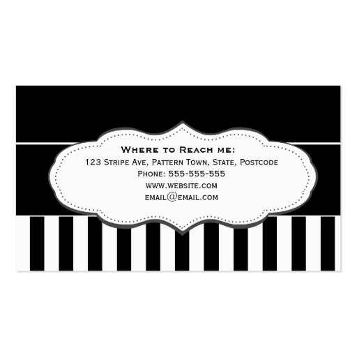 Black and White Striped Business Cards (back side)