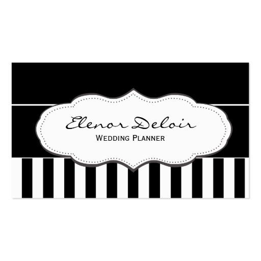 Black and White Striped Business Cards (front side)